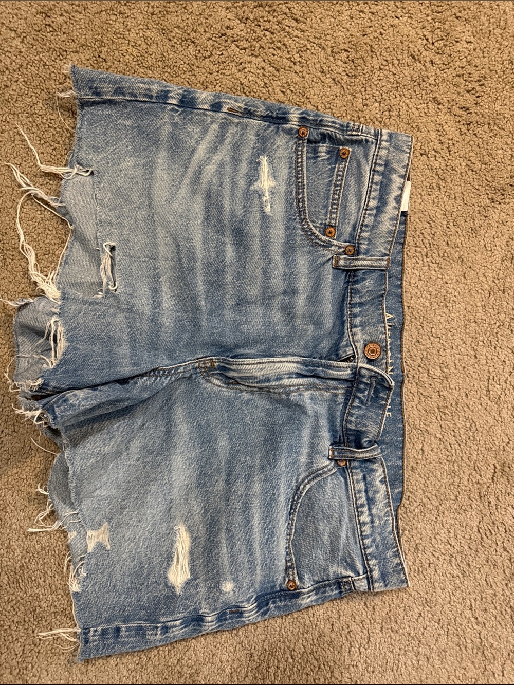American Eagle Outfitters Light Blue Distressed Denim Shorts